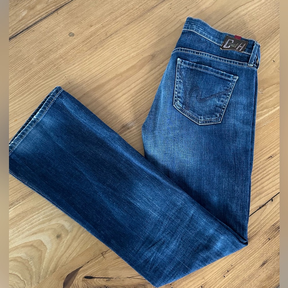 Citizens of Humanity Dita Petite Bootcut Blue Denim Jeans Leather Label Size 28